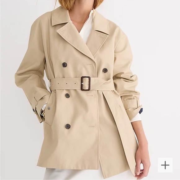 J. Crew Womens Short trench coat BJ979 Khaki Small - Picture 1 of 7